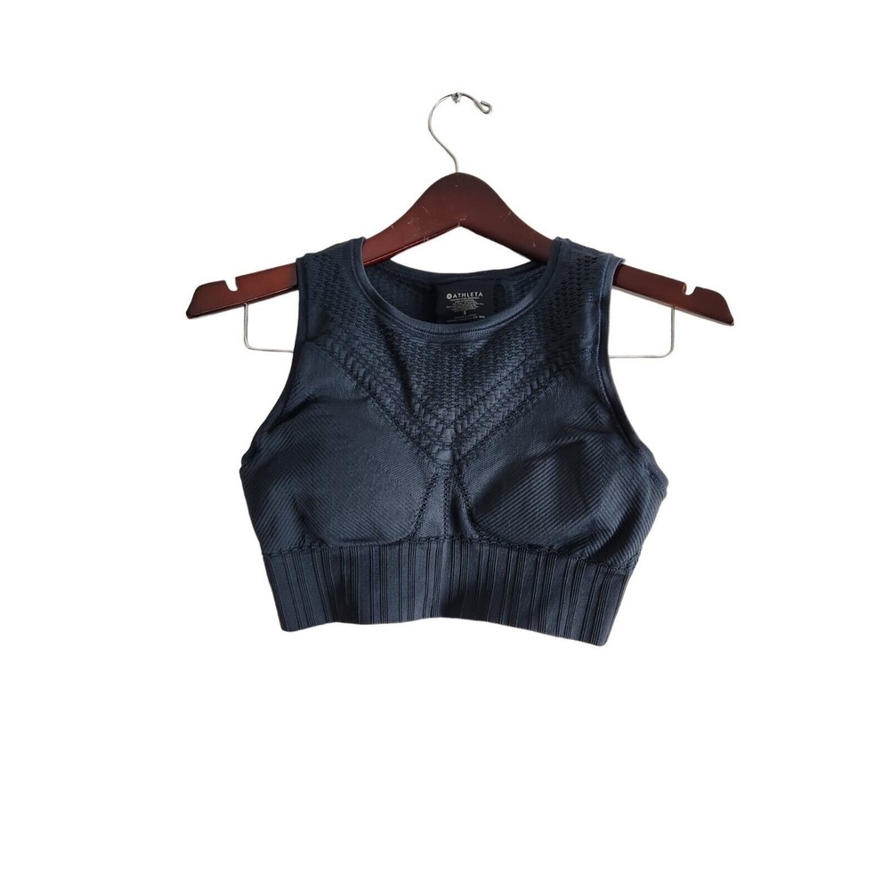 Athleta Womens Teal Nylon Blend Comfort Pullover Wireless Sports Bra Size Small - Picture 1 of 6